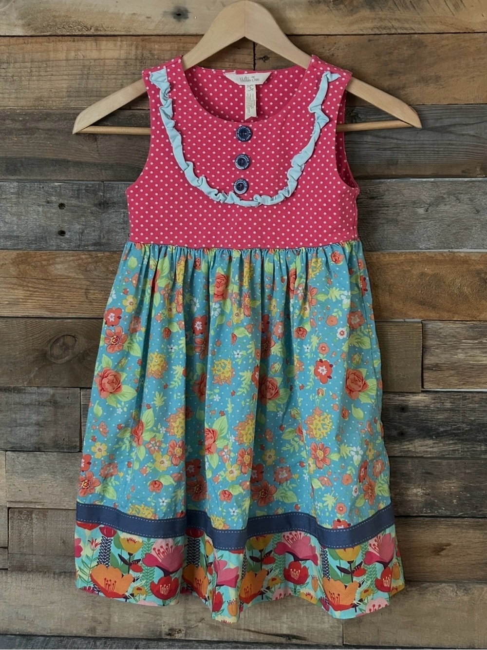 Matilda Jane Pink & Aqua Floral Ruffle-Trim Sundress